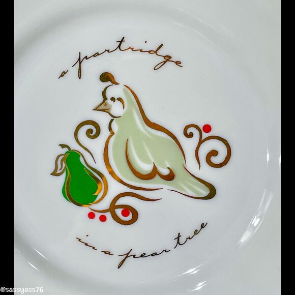 🆕VTG▪️PIER 1▪️Set of 6 Porcelain 7.75 Inch "A Partridge In A Pear Tree" Plates - Picture 2 of 6
